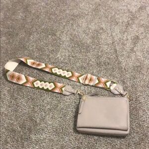 Mystique Boutique Gray Crossbody Bag with Geometric Strap